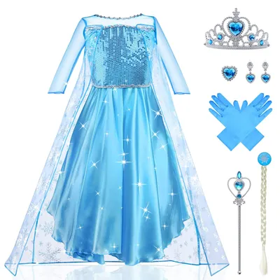 Obrázek produktu pro URAQT Šaty Elsa – kostým pro holčičky na pohádkovou oslavu; Disney; šaty; Elsa; pohádkové