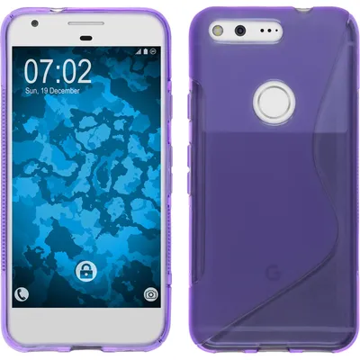 Produktbild von PhoneNatic Case kompatibel mit Google Pixel - lila Silikon Hülle S-Style + 2 Schutzfolien