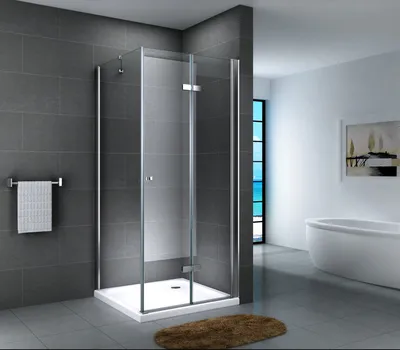 Produktbild von Glasdusche Leine Set 5 cm  Klarglas Größe:80 x 80 x 190 cm  mit Duschtasse und Ablauf
