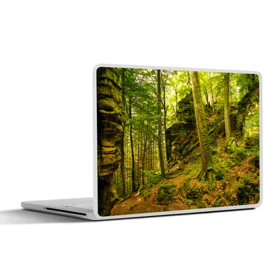 Produktbild von MuchoWow® Laptop Aufkleber Sticker Cover Bäume - Stein - Wald - Natur - Pflanzen 25x18 cm - Laptop-Deko
