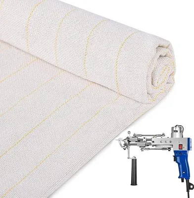 Produktbild von Floranteppich, 99 x 201 cm - Stoff mit gelben Linien - professionell für Tufting-Pistolen - ideal für handgefertigte Teppiche