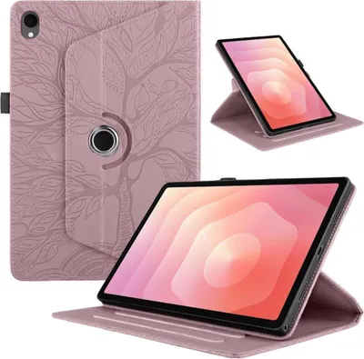 Obrázek produktu pro Pro Samsung Galaxy Tab S11 360 stupňů rotace designové pouzdro z umělé kůže růžové