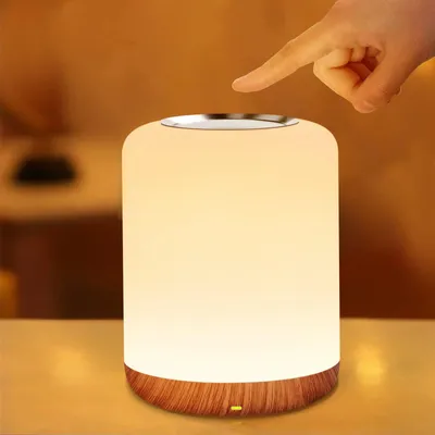 Produktbild von SOLIDEE Nachttischlampe Touch Dimmbar,LED Nachtlicht Baby mit 256 RGB Warmweißes Tischlampe,Nachtlicht Batterie USB-Aufladung,1-Stunden-Timer fur Schlafzimmer Wohnzimmer Kinder Erwachsene(Holz)