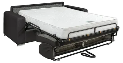 Produktbild von 3-Sitzer-Sofa mit Express-Klappmechanismus aus Ökoleder CALITO - Schwarz - Maße der Liegefläche: 140 cm - Matratze 18 cm