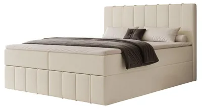 Produktbild von Boxspringbett NOVA 180x200 Paneel-Optik Bettkasten Bonellmatratze Cremeweiß