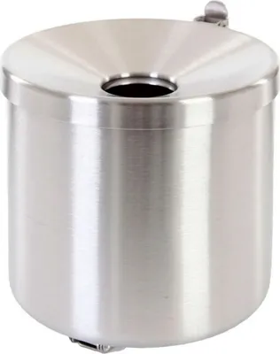 Produktbild von Runder Sicherheits-Wandaschenbecher mit Kippvorrichtung | 2 Liter, HxØ 16x16cm | Edelstahl | Silber