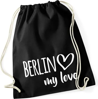 Produktbild von Huuraa Turnbeutel Berlin my love 12 Liter Black Baumwolle Rucksack Geschenkidee