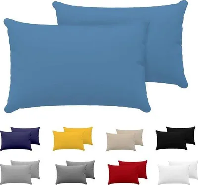 Zdjęcie produktu dla Poszewki na poduszki Unyqoos® 50 x 70 cm (zestaw 2 sztuk) – 100% bawełna dżersejowa, 150 g/m², kolor niebieski, certyfikat OEKO-TEX, hipoalergiczne i wytrzymałe