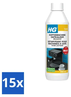 Produktbild von 15 x HG Koffiemaschine Entkalker auf Milchsäurebasis - 500 ml - Vorteilspackung - 15 Stücke