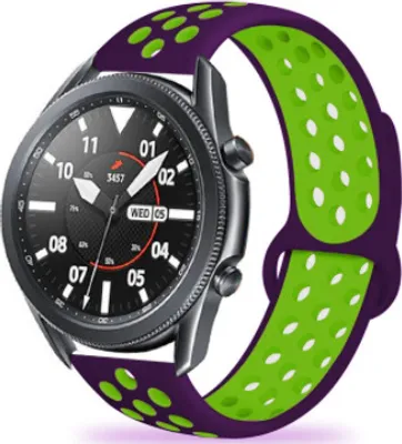 Produktbild von Strap-it Samsung Galaxy Watch 3 45mm Sportarmband (Lila / Grün)