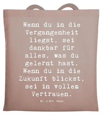 Produktbild von Mr. & Mrs. Panda Schultasche Spruch Freude und Vertrauen - Braun Pastell - Geschenk, Laptoptasche, Tote Bag, Einkaufstasche, Tasche, lebensmotto, Motivation, Gefühle
