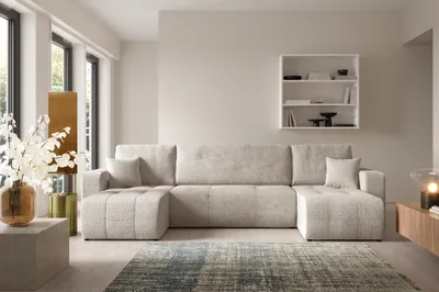 Produktbild von Furnisell U-Form Sofa mit Bettkasten Schlaffunktion "VERITA U", Cremig