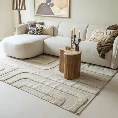 Produktbild von Volero - Wollteppich - Judith Lines Greige - 230x330cm - Wohnzimmer, Schlafzimmer - Modern, Skandinavisch