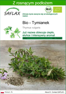 Zdjęcie produktu dla SAFLAX - Bio - Tymianek - 800 Nasiona - Z podłożem uprawowym wolnym od zarazków - Thymus vulgaris