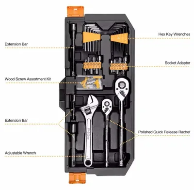 Immagine prodotto di Kit di utensili - Set professionale da 192 pezzi con chiavi a cricchetto e custodia
