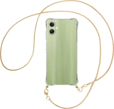 Produktbild von Handykette Backcover-Schutzhülle mit Band (Metall goldfarben) für Samsung Galaxy A06 4G - goldfarbene Snake-Kette