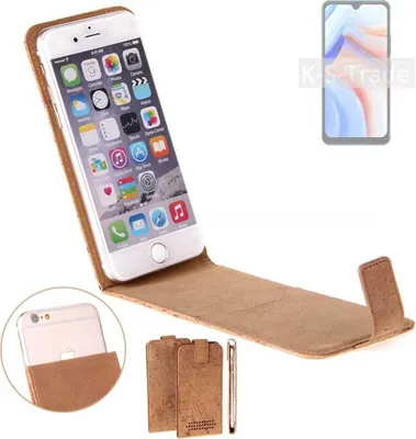 Produktbild von K-S-Trade Handyhülle kompatibel mit Cubot Note 8 Kork Hülle Flipstyle Case Schutzhülle Kork Case Hülle Flip cover Klapphülle Klapp, braun 1x