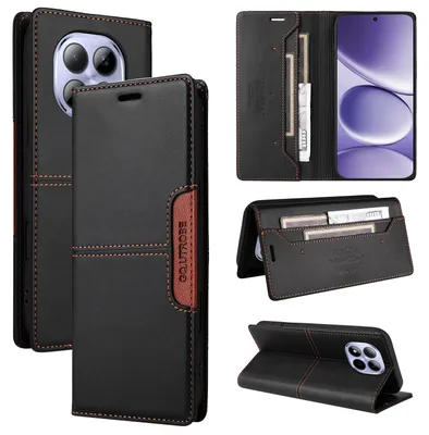 Image de Étui pour Xiaomi Redmi Note 15 Pro 5G, étui portefeuille à rabat en cuir avec compartiment pour cartes et support, noir