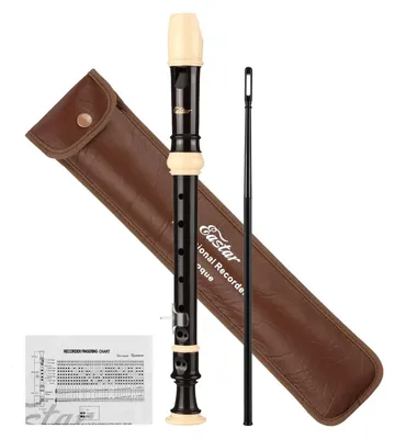 Imagen del producto de Flauta soprano de estilo barroco, con clave de Do, de 3 piezas, con kit de limpieza, para principiantes