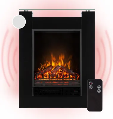 Obrázok produktu pre Klarstein Elektrický krb, elektrické ohrievače do obývačky a interiéru, elektrický krb s LED plameňmi, voľne stojaci krb, ventilátorový ohrievač s časovačom, nastaviteľný termostat, ohrievač 1800 W