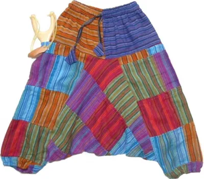 Produktbild von Kinderhose Patchworkhose I Aladinhose mit weitem Schritt I Haremshose mit Gummizug I Pumphose mit 2 großen Taschen, XL