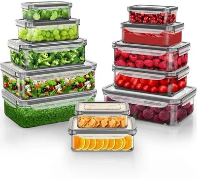 Produktbild von Luftdichte Küchenbehälter mit Deckeln, 12 Stück BPA-freie Plastikbox, geeignet als Kühlschrankorganizer