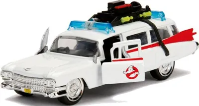 A toy model of the Ghostbusters ECTO-1 car.
