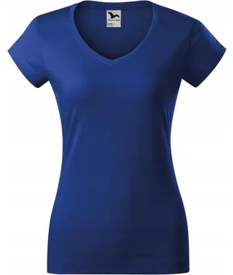 Image de Malfini - T-shirt pour femmes, col en V, ajusté PP10151 (XS) (bleu roi)