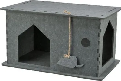 Zdjęcie produktu dla Legowisko dla Kota TRIXIE Lene, Filcowe, 54 x 30 x 35 cm, Szare, Z Zabawką
