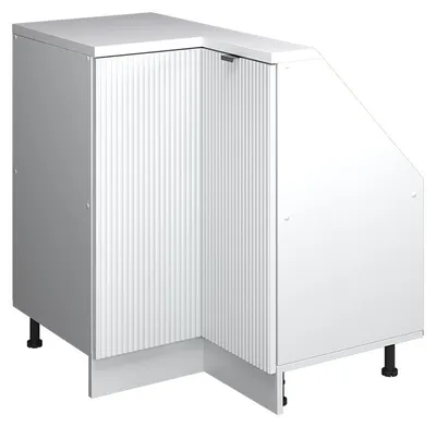 Produktbild von Eck-Küchenschrank für Dachschrägen Vicco R-Line Weiß Riffel 75.6 cm mit 1 Tür, Model 60622