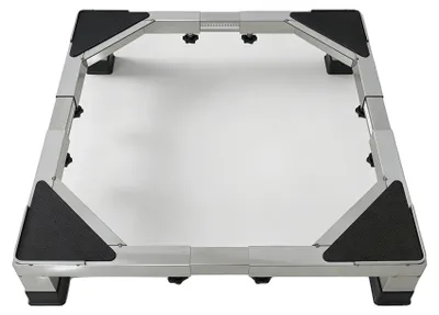 Productafbeelding van Rolbak, roestvrij staal, verstelbare breedte 43-66 cm, draagvermogen 200 kg, geschikt voor wasmachines en koelkasten, geluidsreductie door antislipvoeten
