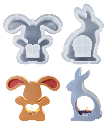 Immagine prodotto di Stampo in silicone a forma di coniglio, 2 pezzi, ideale per Pasqua, coniglietto, stampo per realizzare candele