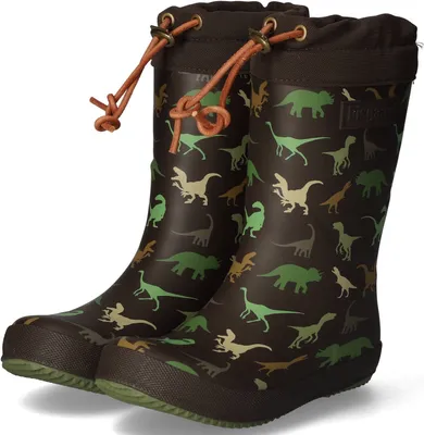 Produktbild von Bisgaard Thermo Rubber Boots Kinder Gummistiefel mit Warmfutter Dunkelbraun (Brown Dino), 92009-999-197