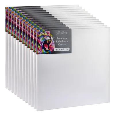 Obrázok produktu pre Cretacolor napnuté plátno 40 x 40 cm – 12 ks – sada plátien – prémiové maliarske plátno na drevenom ráme – bavlnené plátno pre akryl, olej a zmiešané techniky