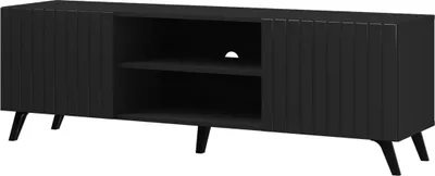 Produktbild von Fernsehschrank Diverse DV2 Sideboard 160x62x42 cm Gefräste Front 2 Türen Tv-Lowboard Schwarz/Schwarz/Muster 5