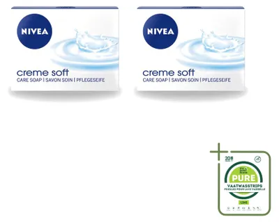 Immagine prodotto di 2 confezioni di sapone Nivea Creme Soft, 100 g ciascuna - confezione grande - 2 pezzi