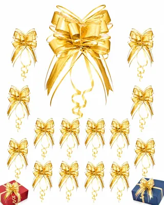 15 goldene Schleifen 22 cm für Geschenke, Hochzeit, Geburtstag