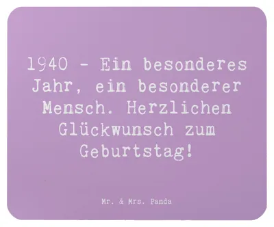 Produktbild von Mr. & Mrs. Panda Mauspad Spruch 1940 Geburtstag - Lavendeltraum - Geschenk, Mouse Pad, Alter, Mousepad, Happy Birthday, Geburtstagsgeschenk, besonderer Mensch, mousematte