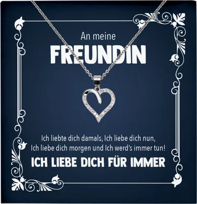 Produktbild von 22Feels Echt Silber Halskette - Jahrestag Geschenk Frauen Schmuck Set Freundin Valentinstag  Geburtstag Weihnachten - Herz Anhänger, Karte