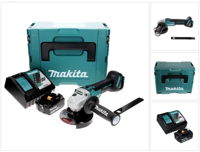 Productafbeelding van Makita DGA 506 RG1J accu haakse slijper 18 V 125 mm borstelloos + 1x oplaadbare accu 6.0 Ah + lader + Makpac