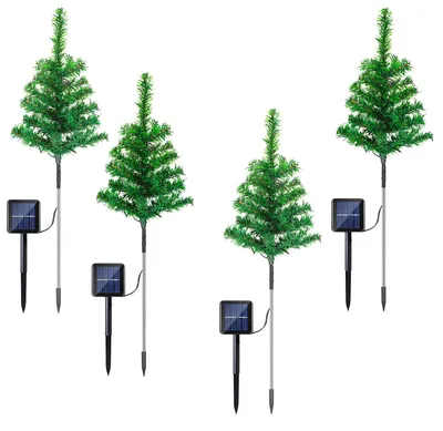 Produktbild von Eikuavons Solar Weihnachtsbeleuchtung 4er Set Weihnachtsbäume 50 cm mit 80 LEDs, 8 Modi, IP65 für Garten und Wege