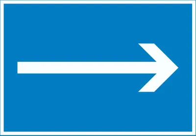 Produktbild von Richtungspfeil rechts Schild waagerecht weiss blau Pfeil A1 (594x841mm)