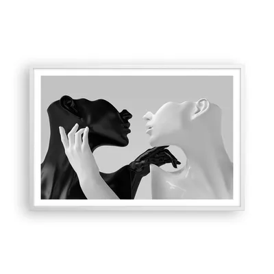 Produktbild von Gerahmtes Poster - Weißer Rahmen - Schwarz Weiß Statue - 91,5x61 cm - Wand Bild - Wanddeko - Wandbilder - Kunstposter - Wandposter - Bilderrahmen - Bilder - Kunstdruck Wanddekoration - P2WAA91x61-4736