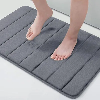 Produktbild von Gel Memory Foam Badmatten für Badezimmer, Antislip, Waschbar, 51 x 76 cm, Dunkelgrau