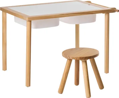 Obrázek produktu pro BELIANI Montessori dětská sada stůl a stolička světle hnědá borovice dětský pokoj výtvarný s papírem skandinávský