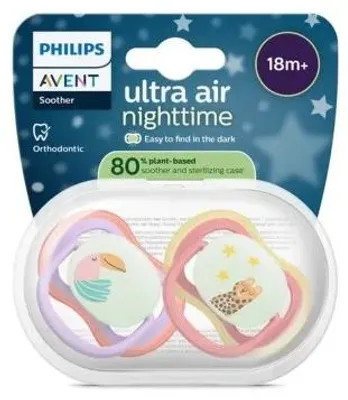 Produktbild von Philips AVENT Schnuller SCF376/33 ultra air für die Nacht, Baby-Schnuller für die Nacht, Kieferorthopädisch, Silikon, Junge/Mädchen