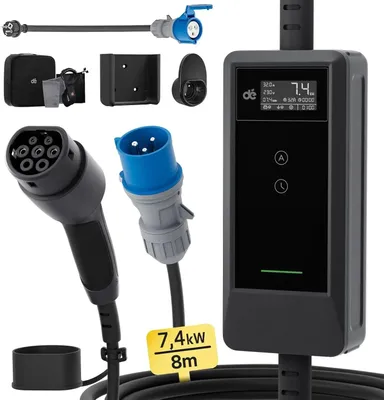 Obrázek produktu pro 7,4 kW přenosná nabíječka pro elektromobily - Elektrická nabíječka - Mobilní nabíjecí stanice - Nabíječka typu 2 - Konektor 32A