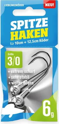 Produktbild von Lieblingsköder Spitze Haken 3/0 - 2 Jigköpfe, Gewicht:6g