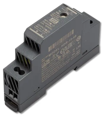Produktbild von MEANWELL HDR-15-48, DC AC Hutschienen-Netzteil, DIN, 15,4W 48V 0,32A