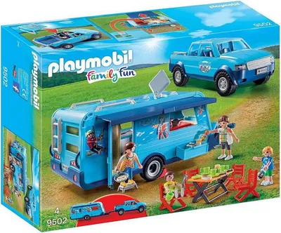 Produktbild von PLAYMOBIL 9502 - Fun Park Pick up und Wohnwagen